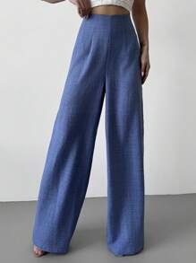 Firerie 女士休闲高腰长款阔腿裤，蓝色，适合沙滩装、机场装， - 藍色 - 查看 5