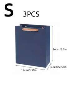 3pcs Gift Packaging Bags, Vintage Style Blue Paper Bags, Fashionable High-Grade Business Tote Bags For Clothing Store, Jewelry Shop And Gifts. Valentine's Day, Valentines Wedding, Birthday, Gift Bags, Bridesmaid Gifts, Wedding Items,Fall Decor