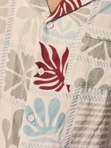 Musero 宽松短袖纽扣衬衫印花上衣，仅限春夏假日海滩泳池边穿着 - 彩色 - 查看 6