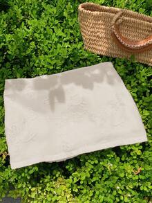 Comfortcana Damen weiß bestickter eleganter Bleistiftrock für den Arbeitsweg