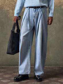 AKNOTIC Men's Woven Casual Loose Straight Leg Pants, Fashionable Daily Wear