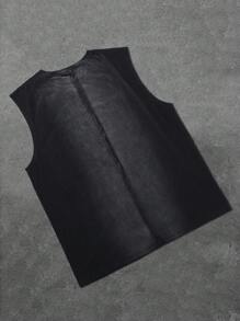 ROMWE MEN Casual Men's Street American Appaloosa Patchwork Top - Black - View 2