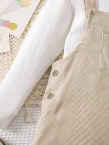 Sparklyn Vestido de tirantes minimalista y versátil para niñas, adecuado para otoño e invierno - Albaricoque - Ver 4