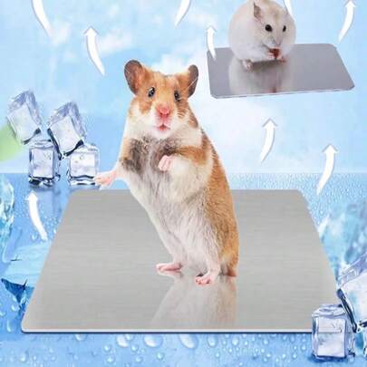 1 件仓鼠铝制冷却垫，小动物散热垫，冷却垫 - 厚金属冷却垫，夏季散热板，防止仓鼠和豚鼠中暑，理想的小宠物降温产品，适用于豚鼠、兔子 - 非常适合宠物降温和舒适！