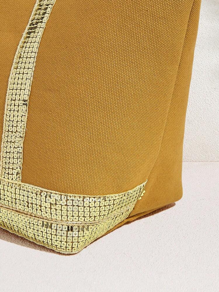 SHECARRY Damväska med paljettmönster och stor kapacitet i moderiktig design - Kaki - Visa 5