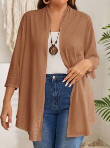 EMERY ROSE Große Größen Mantel mit langen Ärmeln in Unifarbe, Lässig Alltagsmode, Urlaub, Boho