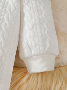 SHEIN 男婴纯色圆领长袖麻花针织连体衣，新生儿秋冬套装，针织男婴套装，新生儿婴儿套装，麻花针织连体衣，男婴服装，中性婴儿服装，男女通用天然婴儿服装，新生儿