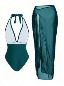 Swim Oasis 1 bộ đồ bơi một mảnh trang trí hình sao biển thanh lịch và lãng mạn, bộ đồ sang trọng - Màu xanh ngọc - Xem 2