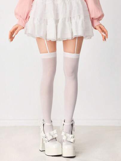 Grunge Punk زوج جوارب معلقة بسحاب ذات طراز جوثي أسود داكن متعدد الاستخدامات