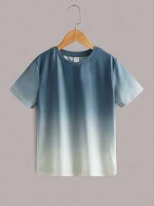 SHEIN Tween Boy Ombre Round Neck Tee