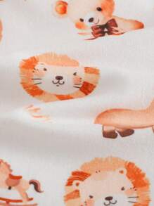 Cozy Pixies Bộ đồ ngủ 2 món in hình động vật hoạt hình cho bé trai, áo len dài tay cổ tròn mềm mại và quần dài lưng thun co giãn - Nhiều màu - Xem 4