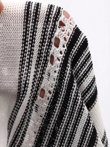 DAZY Black & White Striped Knit Dress For Women,Fall Women Clothes Women Sweater Dresses - Multicolor - View 8