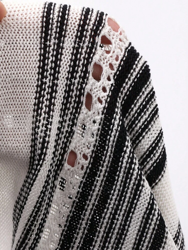 Black & White Striped Knit Dress For Women,Fall Women Clothes Women Sweater Dresses