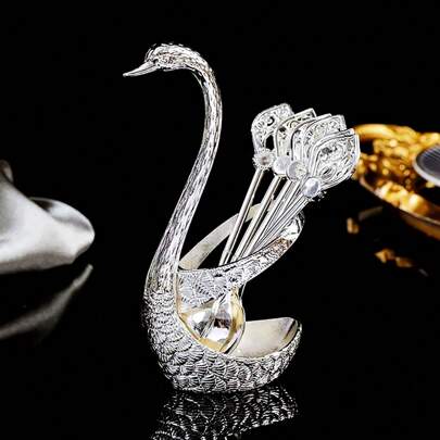 1 طقم (7 قطع) من حوامل أدوات المائدة على الطراز الأوروبي الفاخر على شكل أبجدية، حاوية تخزين أدوات المائدة للمطاعم الغربية، اكسسوارات المطبخ وطاولة الطعام يمكن أن تحتوي على ملاعق وشوك وعيدان، هدية عيد الميلاد، لوازم مدرسية