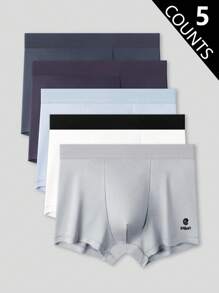 5件装男士舒适柔软弹力字母印花平角内裤 - 彩色 - 查看 1