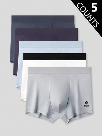 EasyFave 5pcs Men's Comfortable Soft Stretchy Letter Printed Boxer Briefs