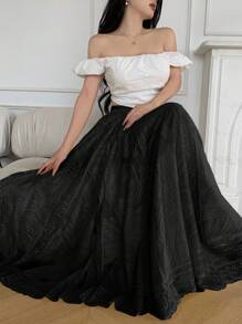 Modelyn 时尚新款蕾丝浅黄色女裙 - 黑色 - 查看 7