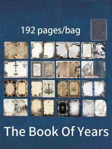 SHEIN 1本剪贴簿，共192页，遥远的歌声系列，复古棕色可写烫印材料书，剪贴簿用品笔记本配件，装饰笔记本垃圾杂志DIY个性化拼贴书 - 彩色 - 查看 10