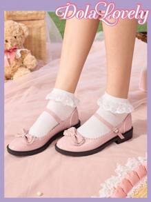 Dola Lovely Nuevos zapatos de mujer con tacón grueso, zapatos planos sexys para fiestas - Rosa - Ver 1