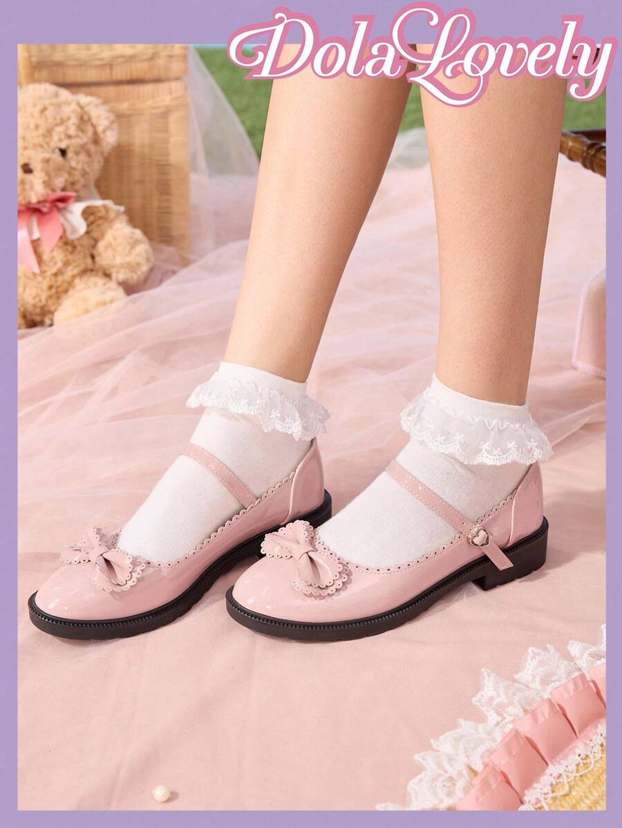 Dola Lovely Nuevos zapatos de mujer con tacón grueso, zapatos planos sexys para fiestas - Rosa - Ver 1