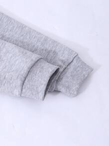 青少年女孩蝴蝶结印花不对称露肩不对称下摆休闲运动衫 - 灰色 - 查看 5