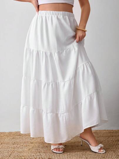 EURMUSE Jupe longue et ample à taille haute et à volants - Jupe longue bohème fluide à taille élastique pour toutes les saisons