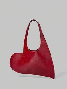 Ontre Fashionable Asymmetric Heart-Shaped Shoulder Bag - Burgundy - View 1