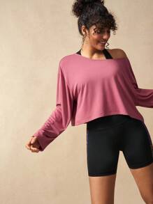 VARSITIE Tricouri și maieuri sport pentru femei, culoare solidă, cu mânecă lungă, scurte, pentru drumeții în aer liber