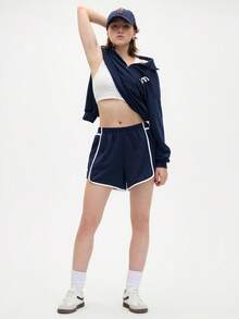 Eassivo Eassivo Women's Contrast Color Trim Sports Skirt & Skort,Women Athletic Shorts, Sporty Shorts, Women Gym Shorts, Women Athletic Shorts - Navy Blue - View 8