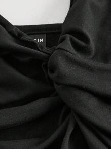 SHEIN MOD 女士优雅纯色扭纹吊带背心，夏季 - 酒紅色 - 查看 3