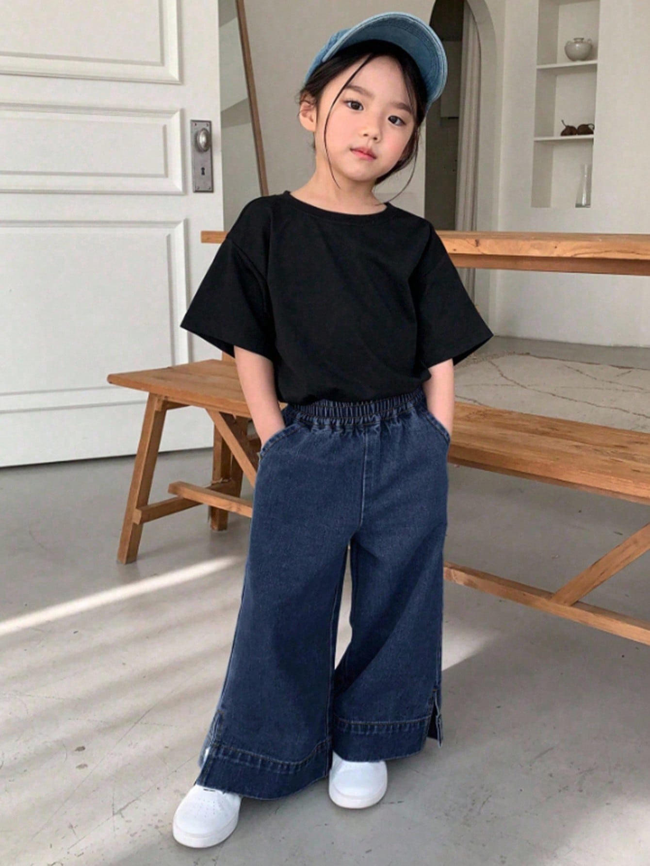 Dazy Kids سروال جينز غير رسمي للفتيات بخصر مرن وجي...