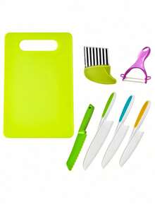 Zazumi 3PCS 6PCS 7PCS Montessori Kitchen Tools Set ABS Plastic Cooking Knives Cutting Boards Sandwich Cutters Peelers Safe Kids Cooking Utensils Birthday Gift For Toddlers