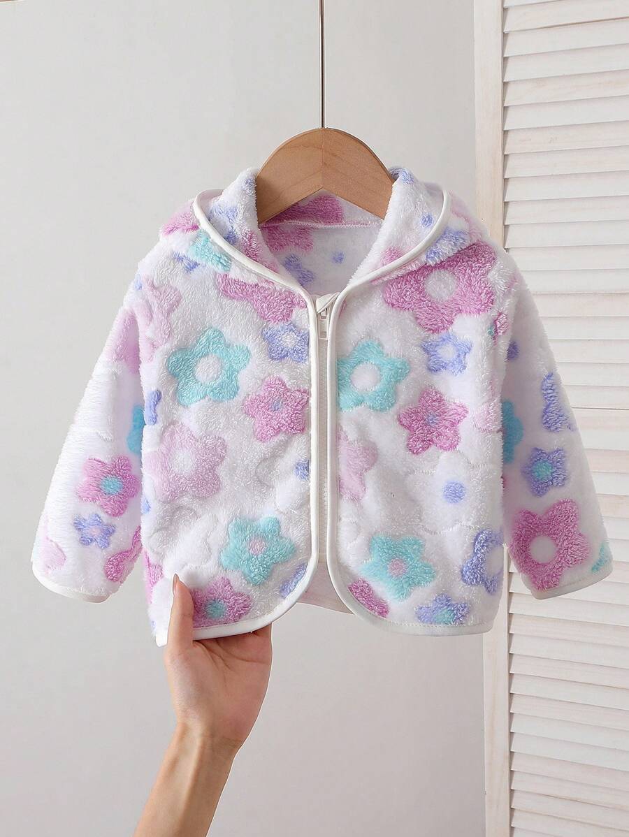 SHEIN 女婴幼儿/新生儿 0-3 岁春夏休闲百搭轻便连帽夹克 - 彩色 - 查看 1