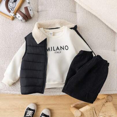 Set da 5 pezzi di abbigliamento invernale per ragazzi, composto da: giacca imbottita in pile, cappotto invernale, giubbotto trapuntato, felpe, felpa c