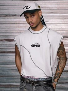 AXEPEAK 男士针织时尚休闲宽松无袖背心 - 白色 - 查看 3