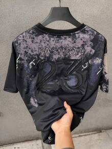 Claim Dot Stylish Versatile Street Embroidery Hoodie & Fitted Black T-Shirt - Black - View 1