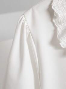 春秋新款彼得潘领3D蝴蝶结长袖宽松白衬衫甜美百搭学院风 - 白色 - 查看 7