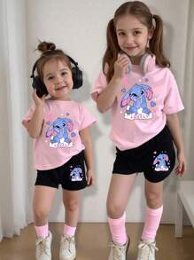 Cartoon Print Short Sleeve T-Shirt And Shorts Casual 2-Piece Set For Young Girls Girls Matching Outfit Matching Outfits For Girls Cute Clothes For Kids Girls T Shirt Sets Young Girl Cute Cartoon Print Short Sleeve T-Shirt & Shorts Set Girls Matching Outfit Sets For Girls Clothes Cute Girls Outfits Girls Cute Outfits Outfits For Kids Girlsteen Girls Outfit Sets Graphic Tees School Clothes Back To School Clothes Puppy Keep Puppy Graphic Tees Summer Holiday - Multicolor - View 1
