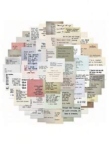 SHEIN 60 件复古名人名言贴纸，防水乙烯基涂鸦贴纸，适用于笔记本电脑、行李箱、滑板、手机、DIY 贴花、美学贴纸 - 彩色 - 查看 12