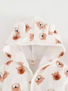 Cozy Pixies Áo choàng lông cừu dày có mũ trùm đầu họa tiết gấu hoạt hình 3D cho bé trai kèm dây rút - Nhiều màu - Xem 4