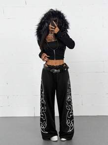 Coolane 女士夏季狂欢装节日街头服饰 Y2K Grunge Gyaru 钻石图案弹力抹胸和阔腿运动裤两件套服装