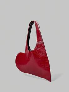 Ontre Fashionable Asymmetric Heart-Shaped Shoulder Bag - Burgundy - View 2