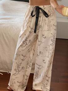 DAZY Women's Sleepwear Bottoms With Outline Floral & Bird Print Pajama