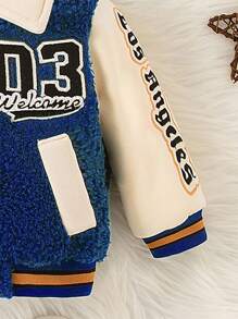 SHEIN 2026 New Autumn/Winter Fashion Street Style Cowboy Western Lapel Jacket For Baby Boys Fall Blue And White Gym - Blue - View 5