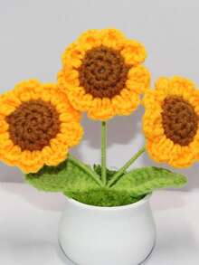 1pc Artificial Crochet Sunflower, Fake Flower, Desktop Decor, Wall Decor, Suitable For Birthday, Anniversary, Mother's Day, Christmas, Events And Home Decoration, Valentine's Day Gift - Multicolor - View 14