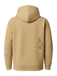 The North Face 男式标语图案袋鼠口袋抽绳连帽衫 - 卡其石 - 查看 2