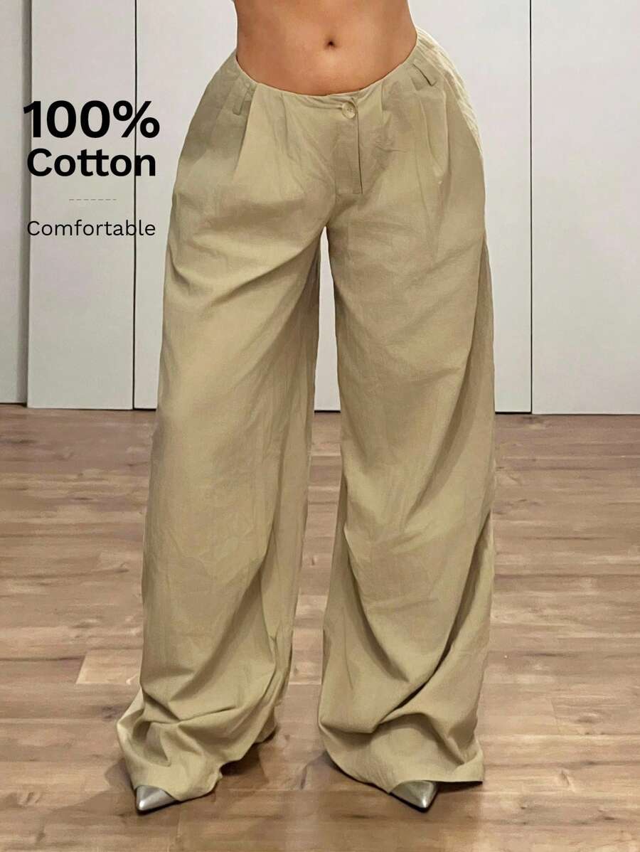 SHEIN ICON Ultratiefe Vintage weite Bein Extra lange Hose