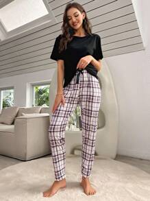 Conjunto de pijama con estampado de tartán