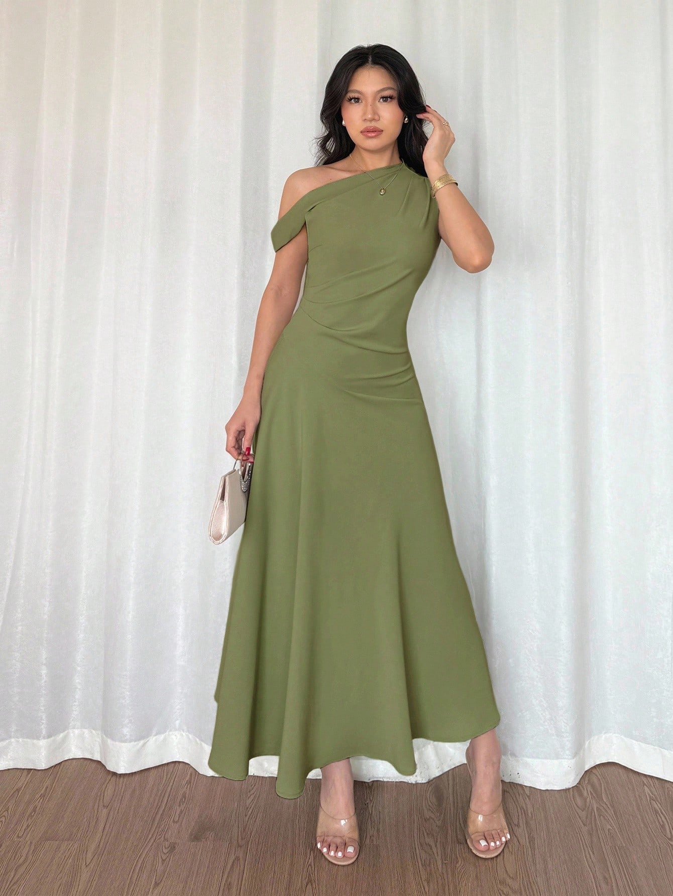 Elenzga فستان طويل أنيق وفاخر للنساء، ذو فتحة رقبة...