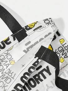 Rick and Morty X SHEIN Túi xách thời trang nữ họa tiết chữ và chân dung - trắng - Xem 5